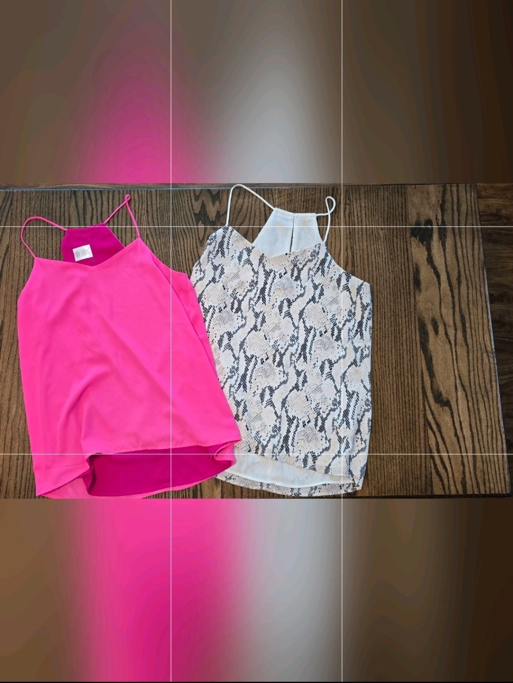 Reversible Hot Pink & Snake Print Spaghetti Strap Tank Top